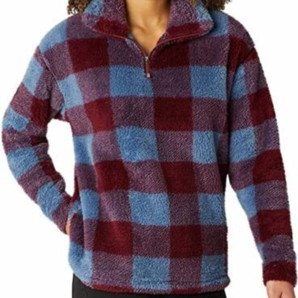 NWoT Eddie Bauer Women Plush 1/4 Zip Pullover Sweatshirt Purple Sz 2XL $75 EE344
